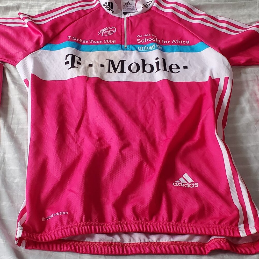 Adidas T-Mobile 4 piece Jersey Pro Cycling Vest & Arm Warmer fall cold bike pink